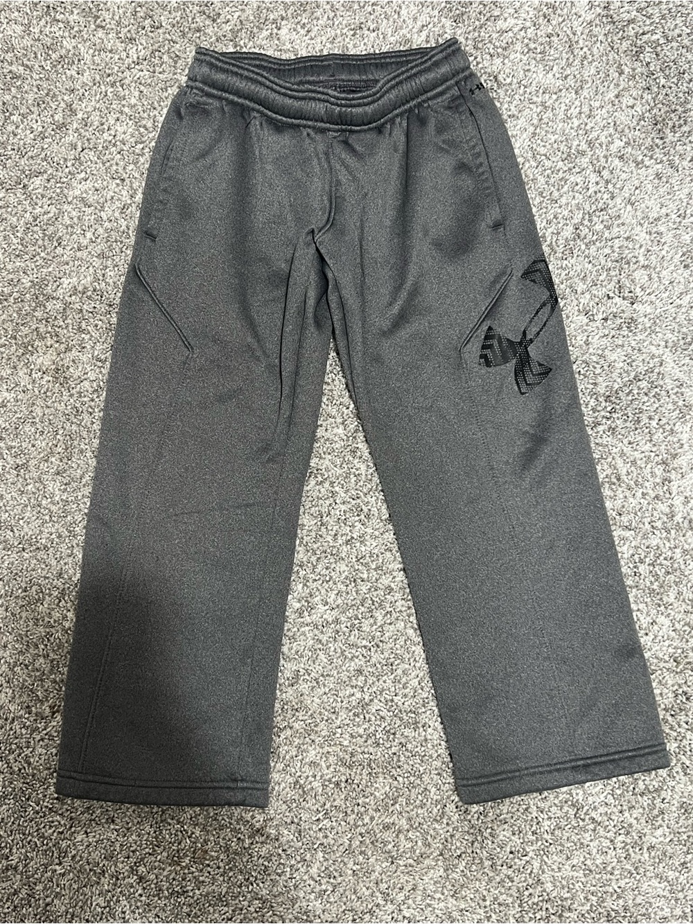 Boys Under Armour Dark Gray Athletic Joggers with Logo